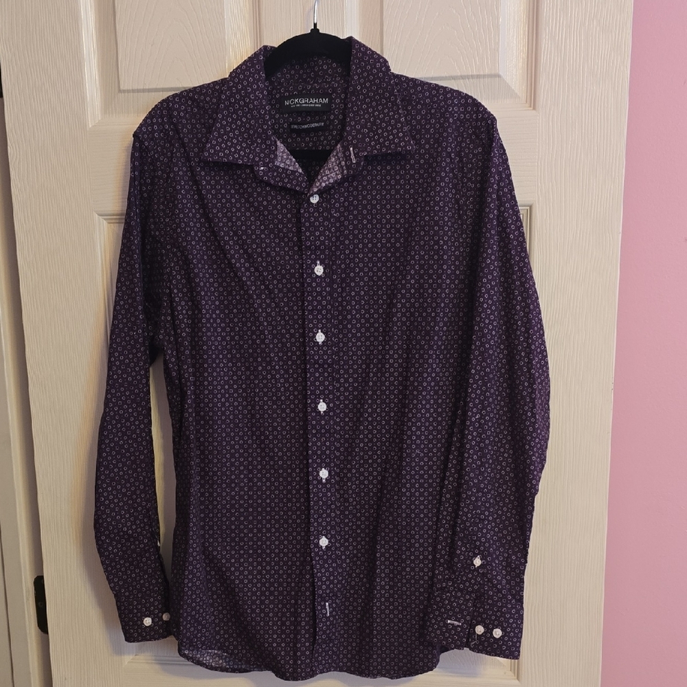 Modern Purple Men's‎ Casual Button Down Shirt